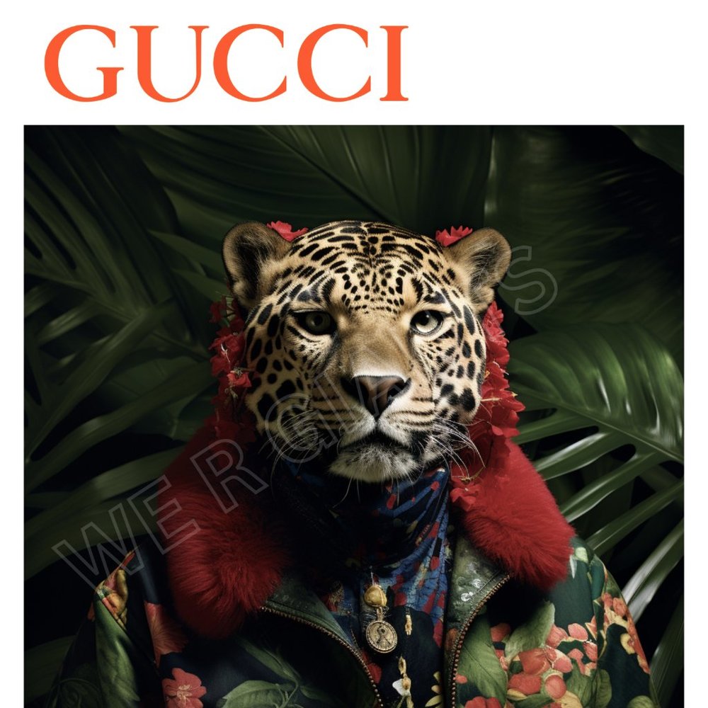 Gucci Leopard Print 11 x 14  Gucci Wall Decor Fashion Art Gucci Animal Theme - Picture 2 of 2